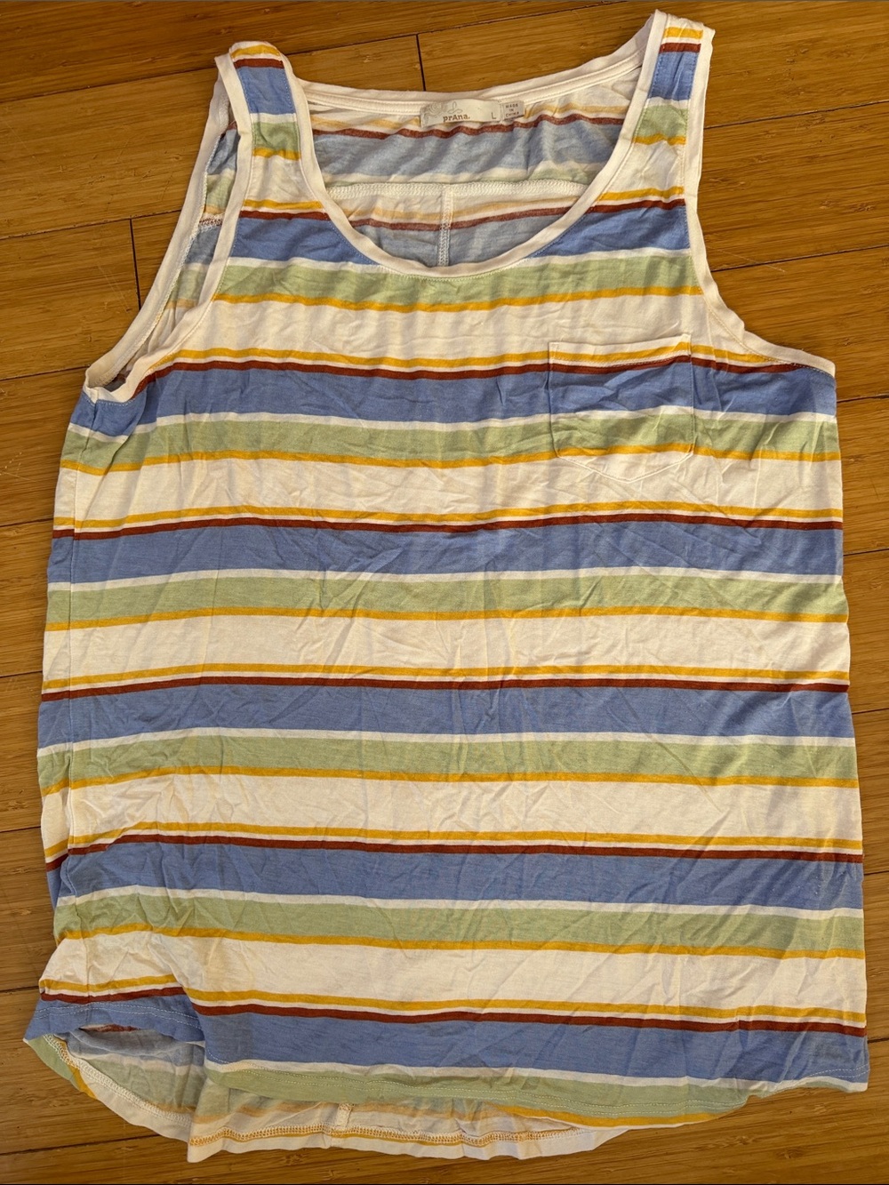 Prana Striped Tank Top in White, Blue, Green, and Rust
